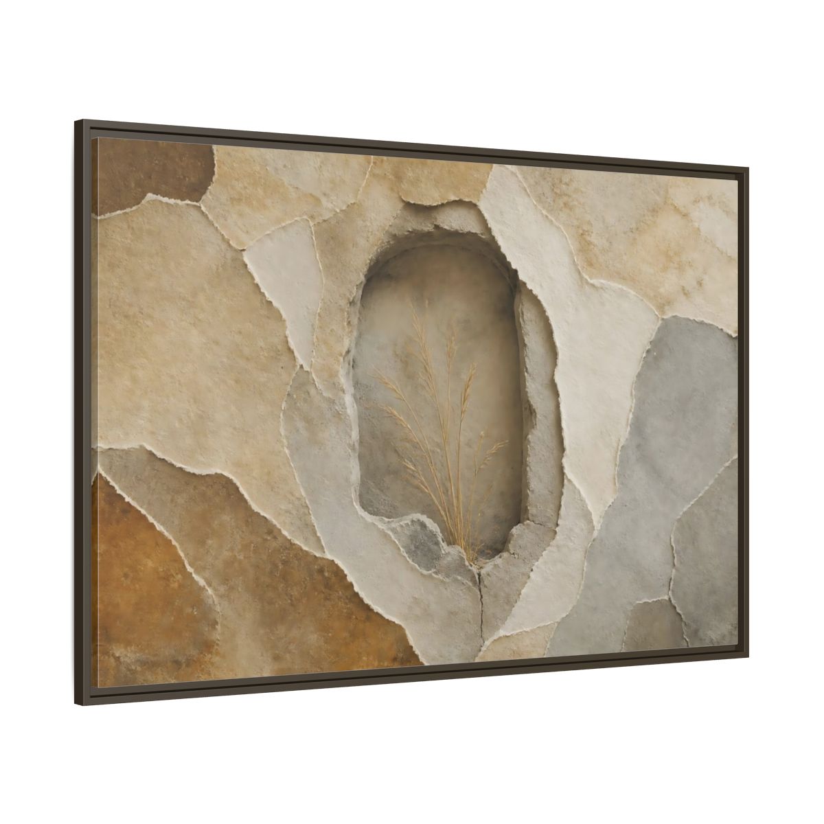 Side Mockup 8. Dried Grass Wall Niche shown as framed canvas print