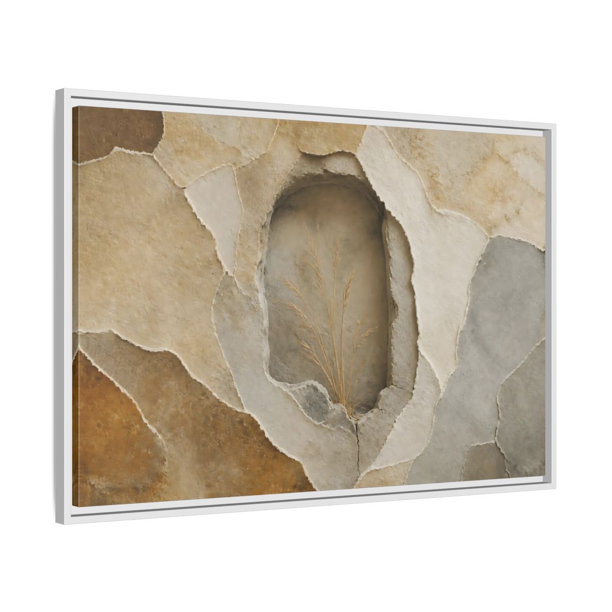 Side Mockup 9. Dried Grass Wall Niche shown as framed canvas print