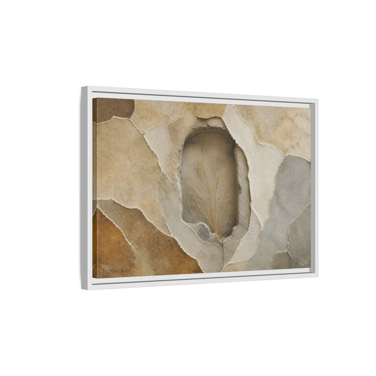 Side Mockup 1. Dried Grass Wall Niche shown as framed canvas print