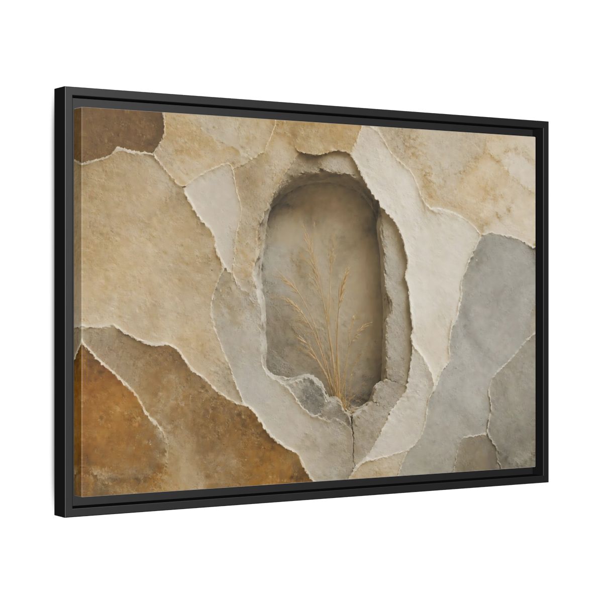 Side Mockup 14. Dried Grass Wall Niche shown as framed canvas print