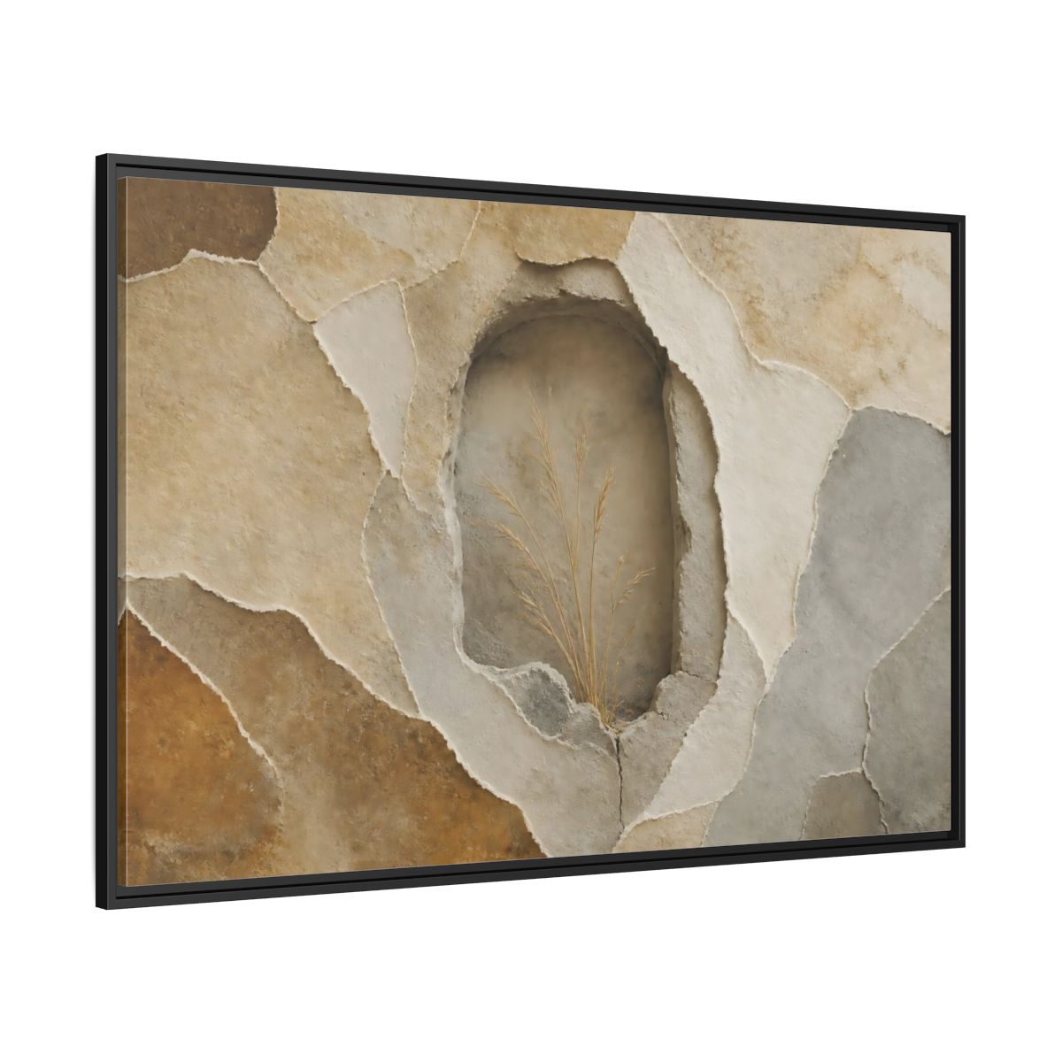 Side Mockup 12. Dried Grass Wall Niche shown as framed canvas print