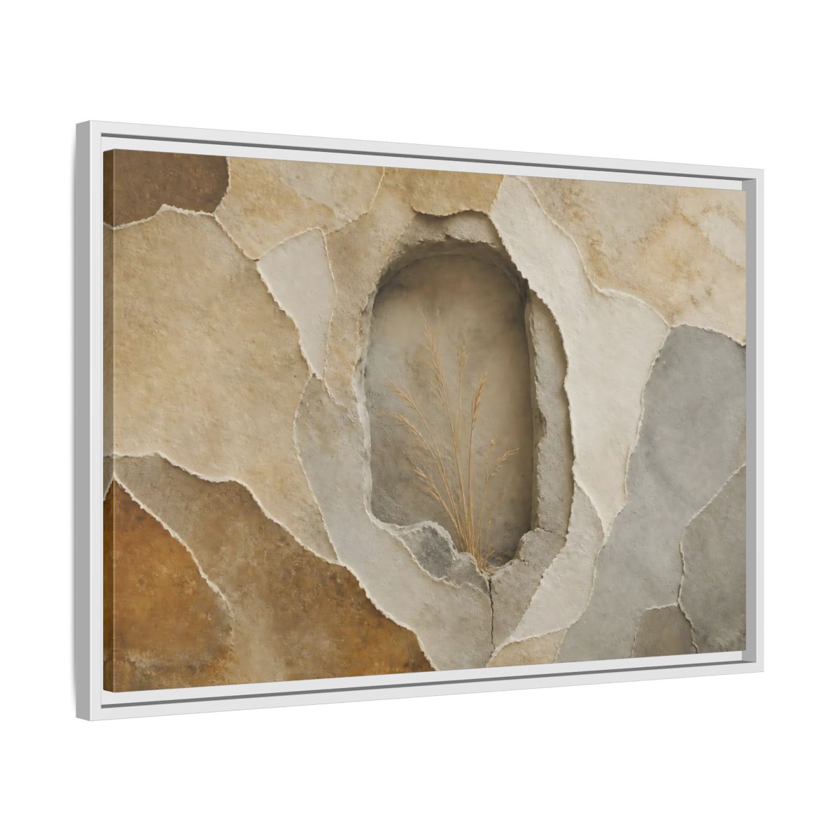 Side Mockup 10. Dried Grass Wall Niche shown as framed canvas print