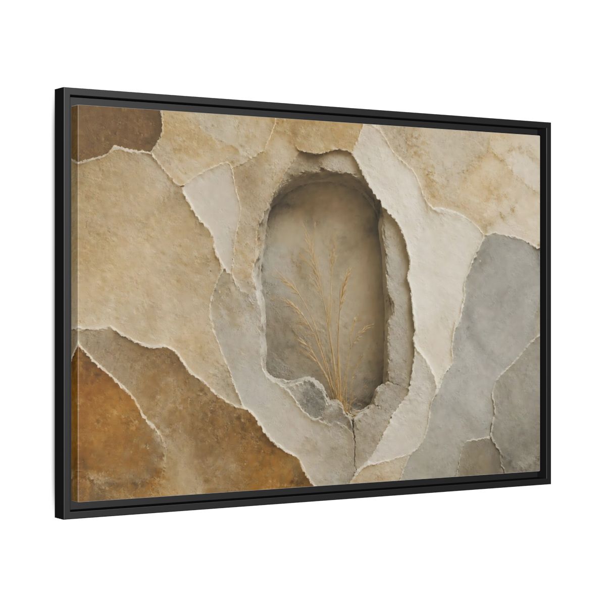 Side Mockup 13. Dried Grass Wall Niche shown as framed canvas print