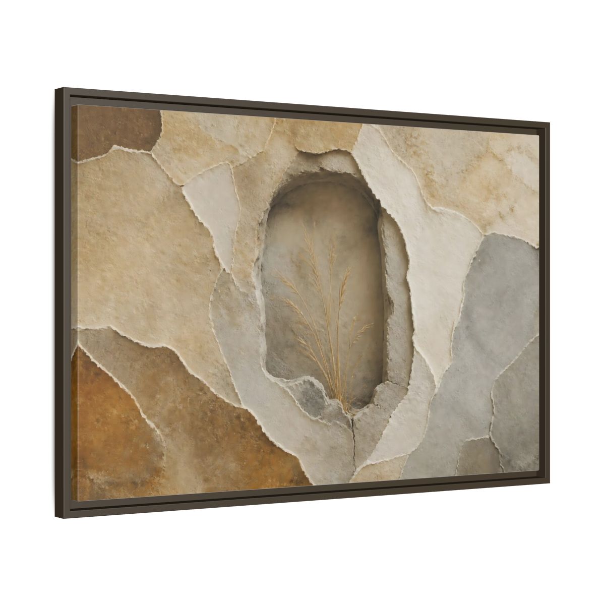 Main Mockup. Dried Grass Wall Niche shown as framed canvas print