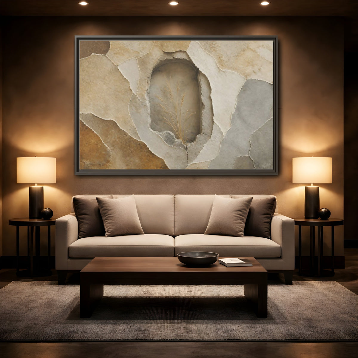 Mockup 2. Dried Grass Wall Niche shown as framed canvas print