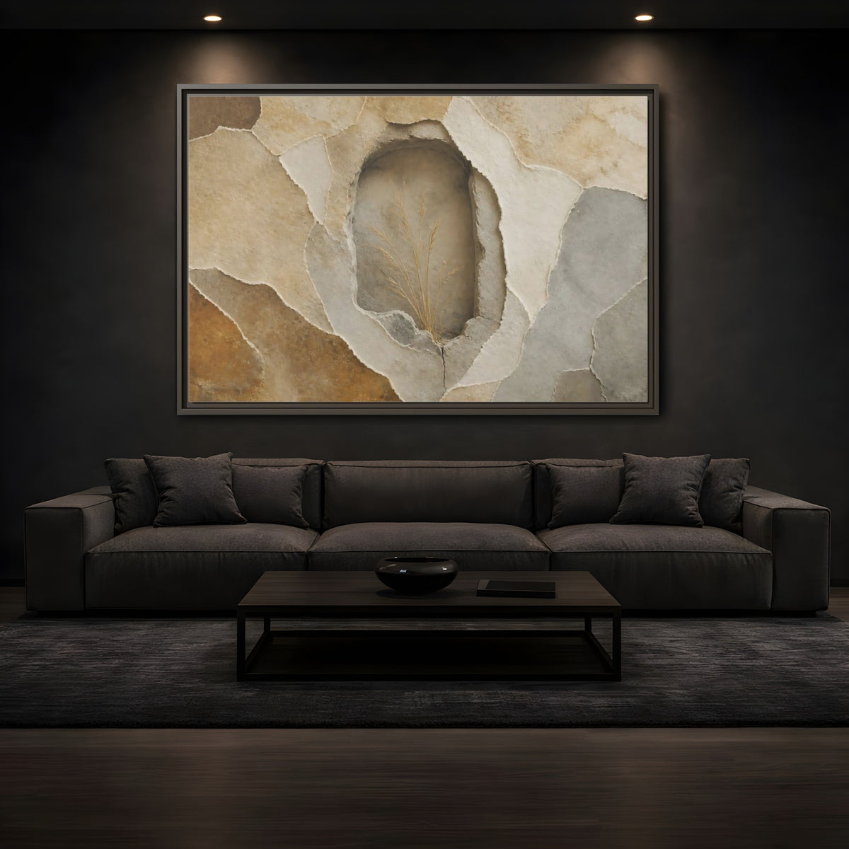 Mockup 3. Dried Grass Wall Niche shown as framed canvas print