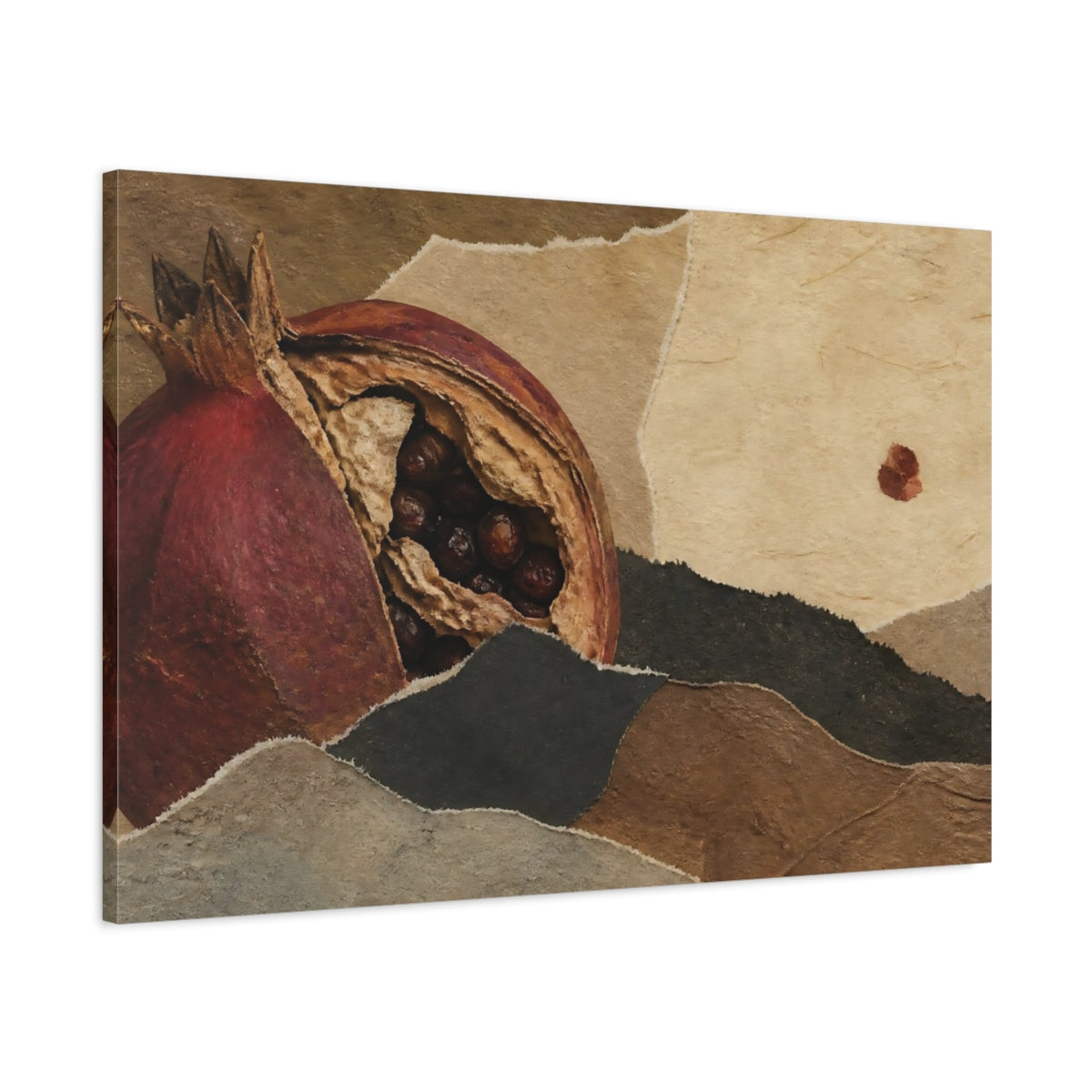 Main Mockup. Earthy Pomegranate Collage shown as canvas print