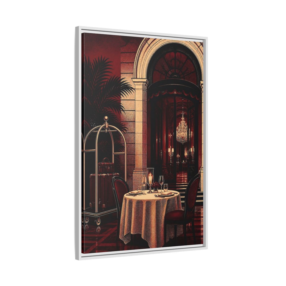 Side Mockup 9. Elegant Dining Table shown as framed canvas print