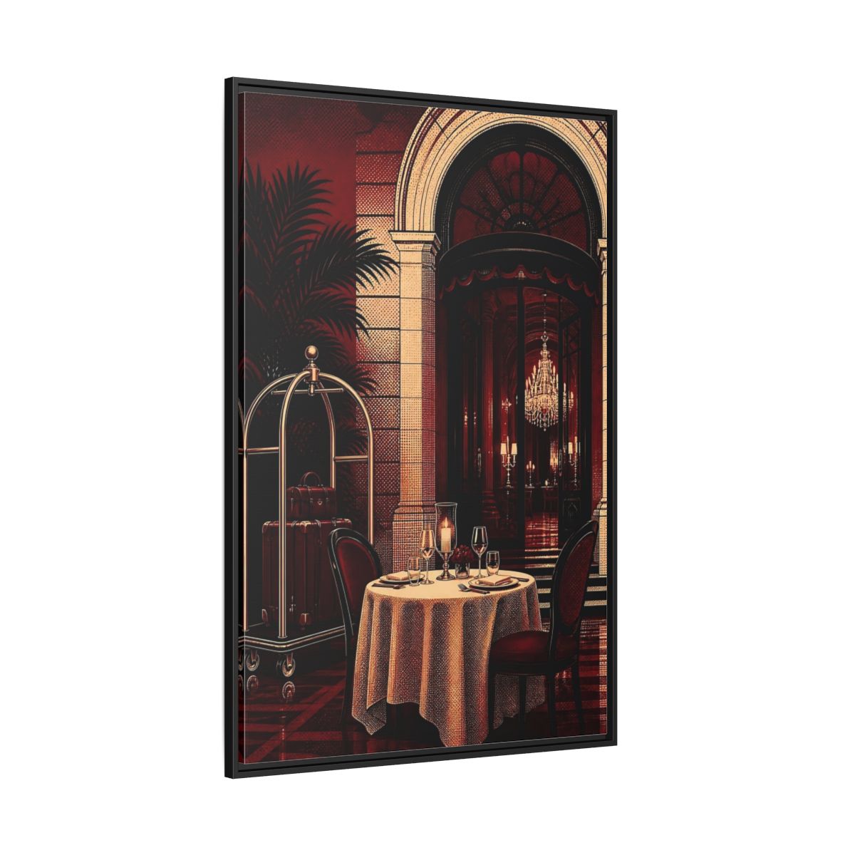 Side Mockup 12. Elegant Dining Table shown as framed canvas print