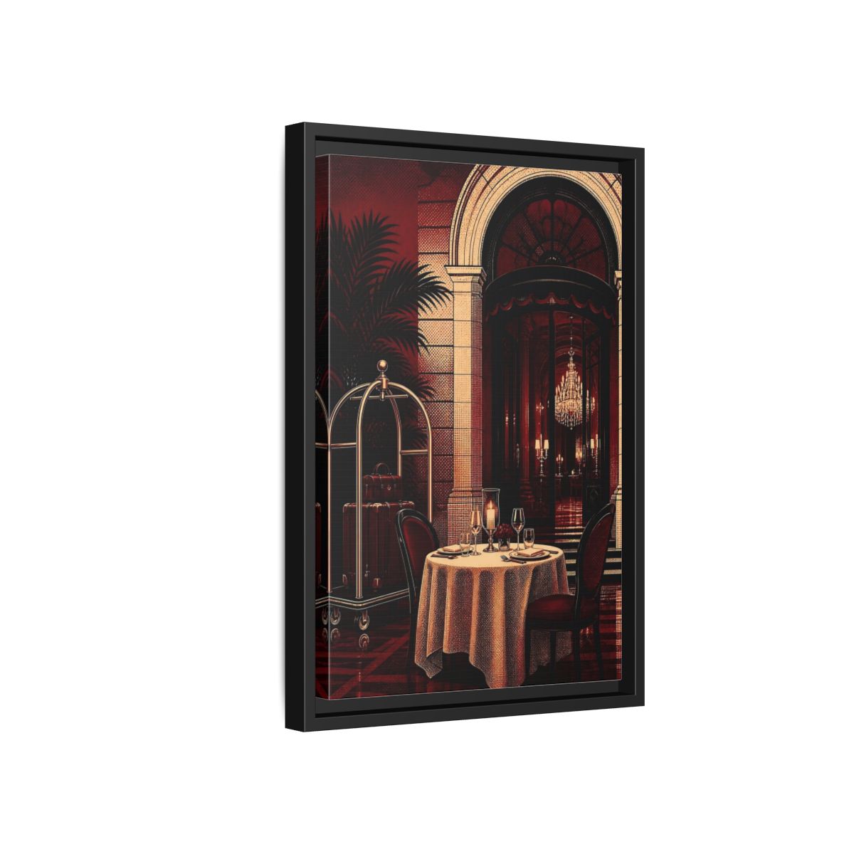 Side Mockup 6. Elegant Dining Table shown as framed canvas print