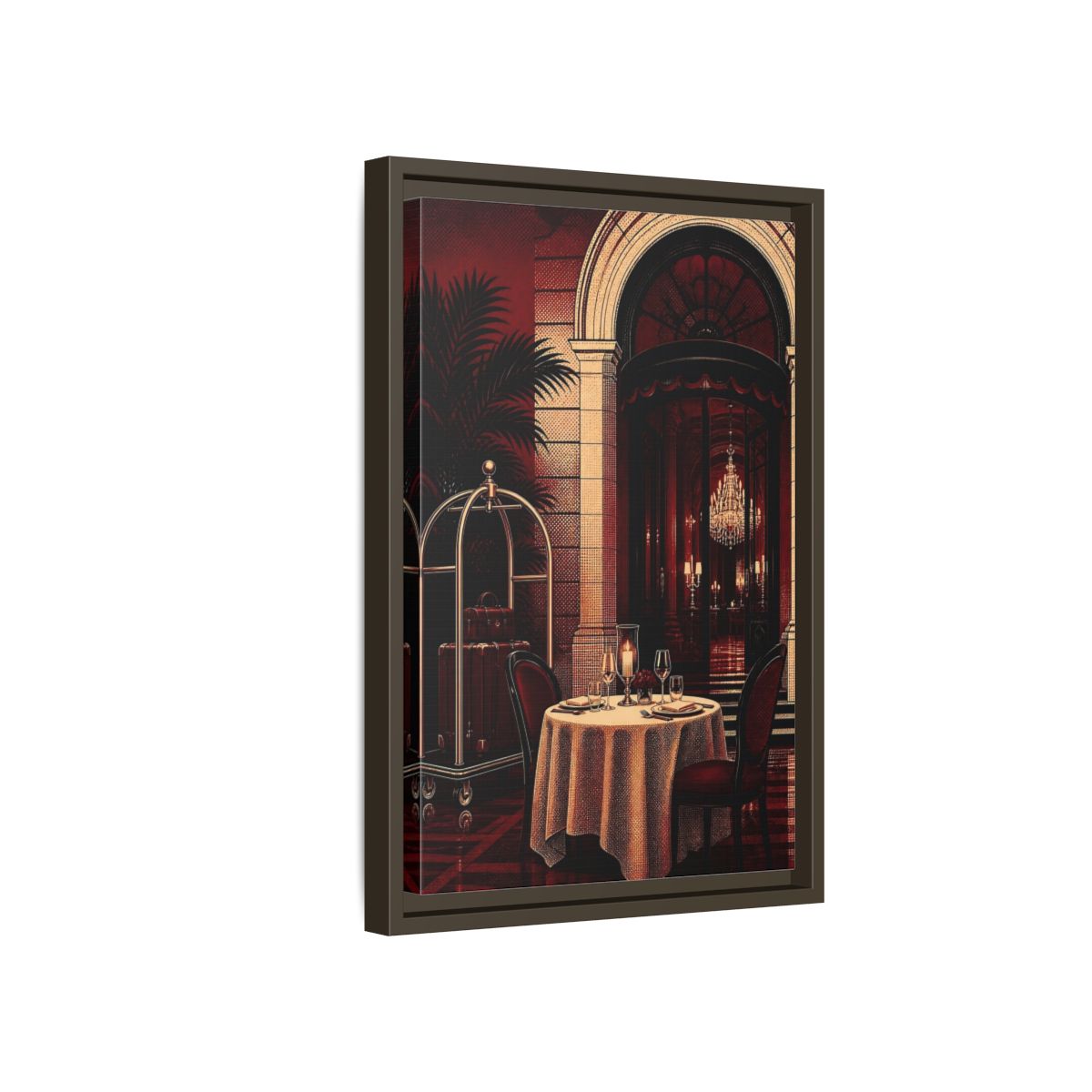 Side Mockup 5. Elegant Dining Table shown as framed canvas print