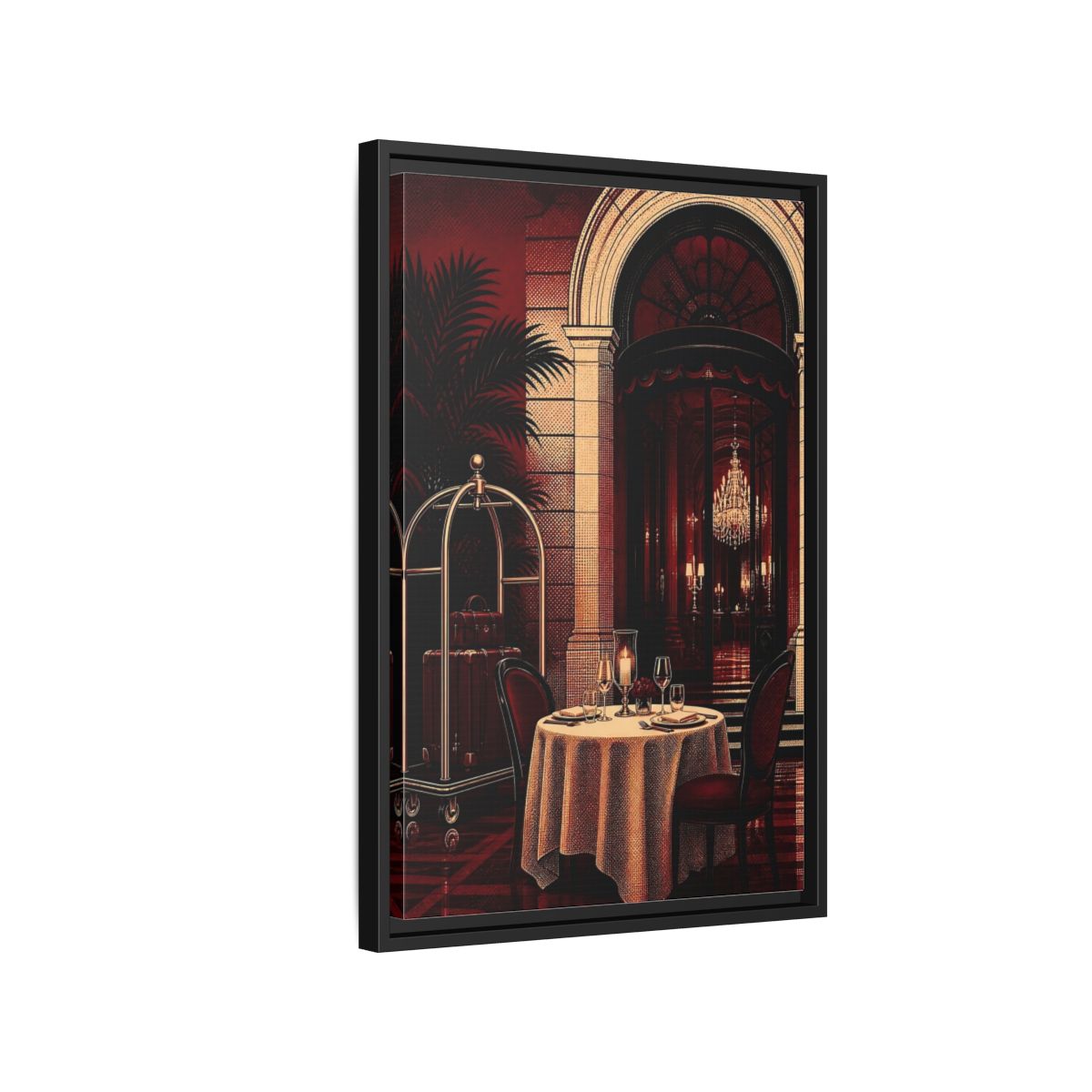 Side Mockup 3. Elegant Dining Table shown as framed canvas print