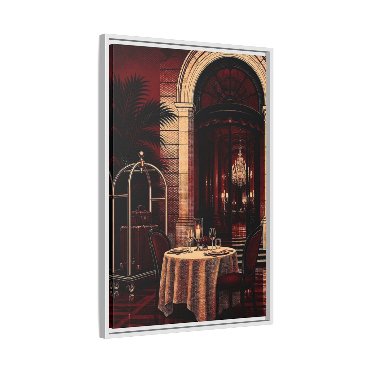 Side Mockup 10. Elegant Dining Table shown as framed canvas print