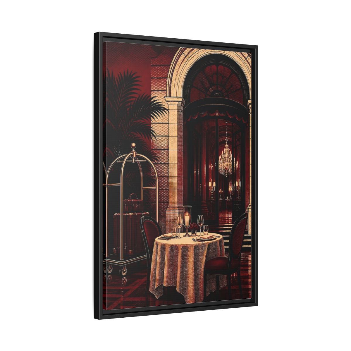Side Mockup 14. Elegant Dining Table shown as framed canvas print