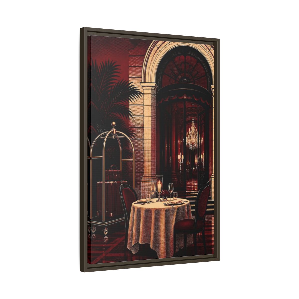 Side Mockup 11. Elegant Dining Table shown as framed canvas print