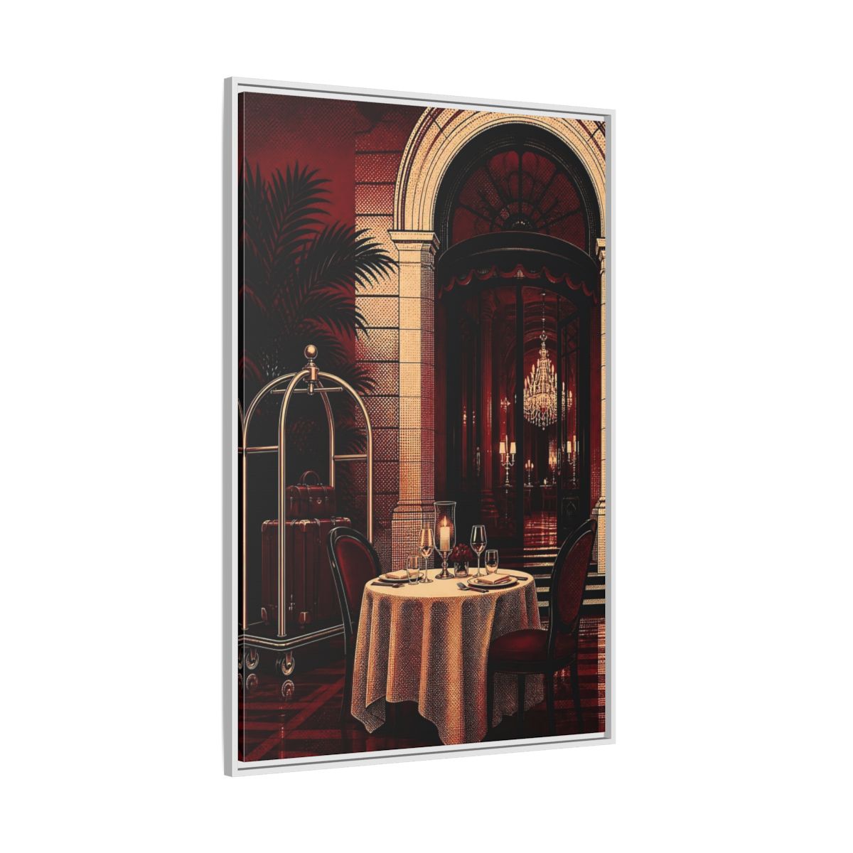 Side Mockup 7. Elegant Dining Table shown as framed canvas print