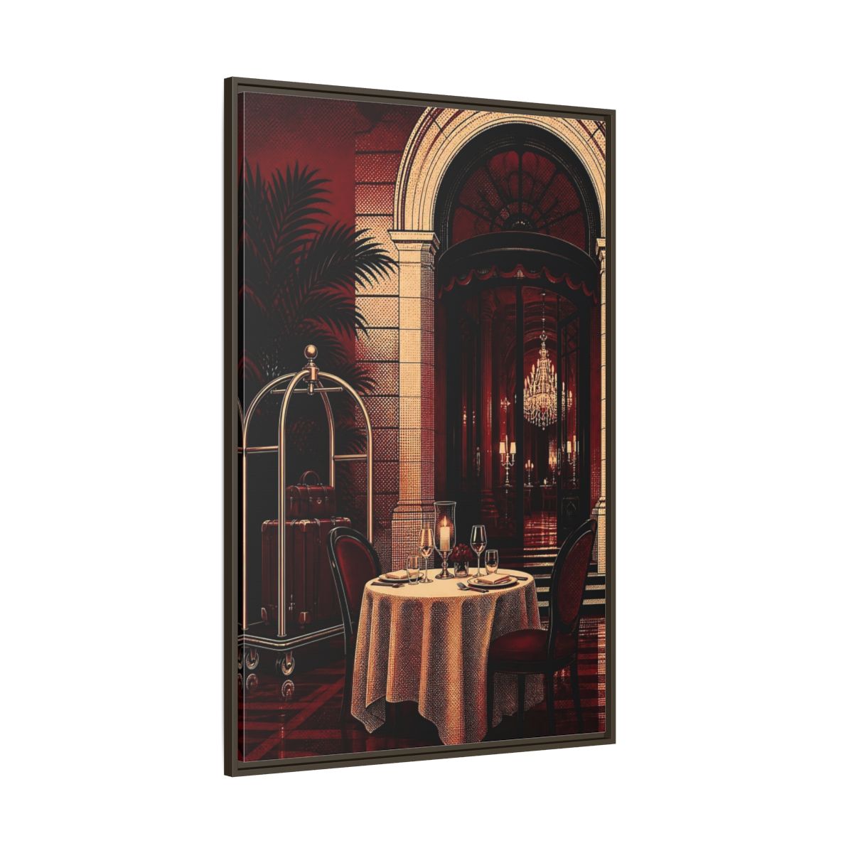 Side Mockup 8. Elegant Dining Table shown as framed canvas print