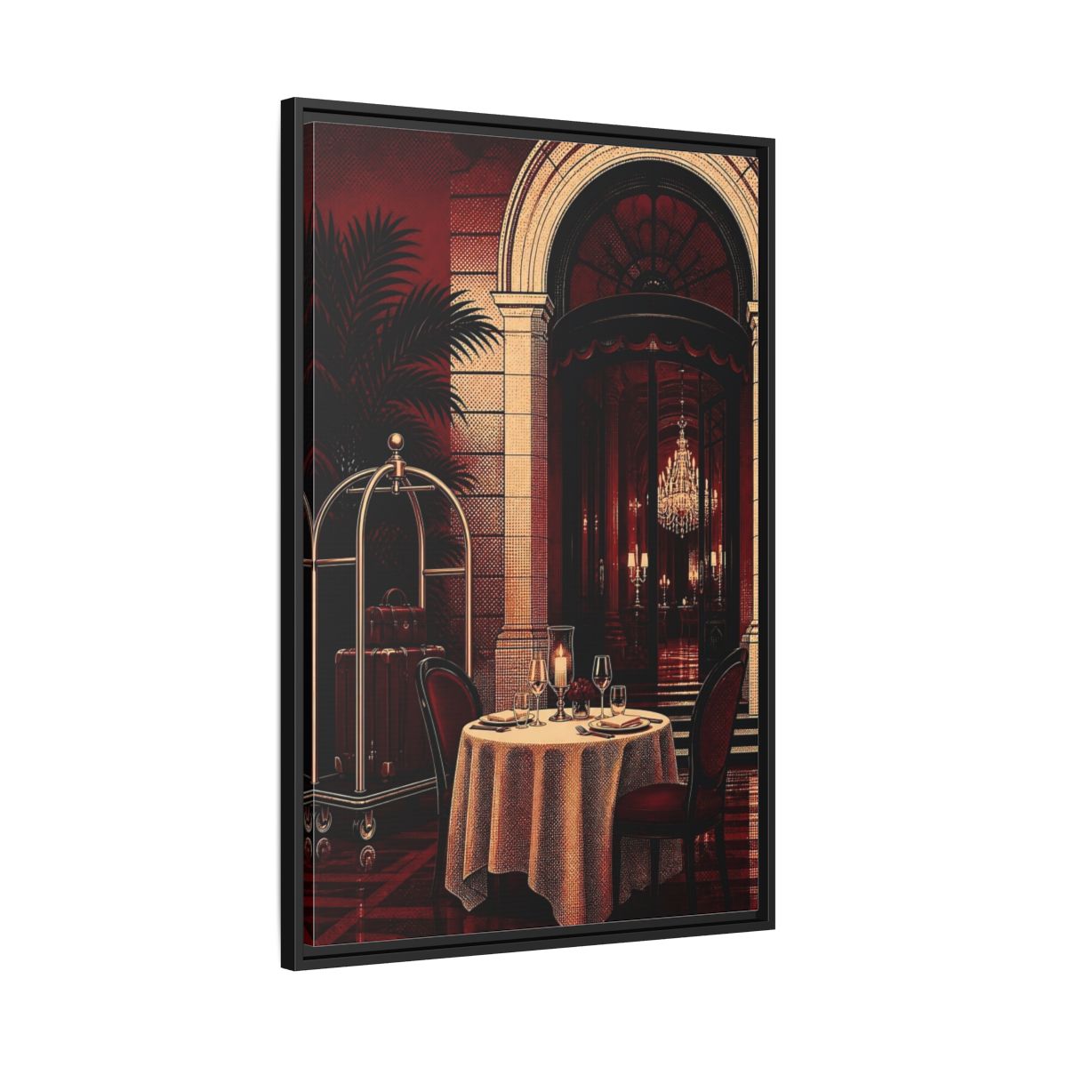Side Mockup 13. Elegant Dining Table shown as framed canvas print