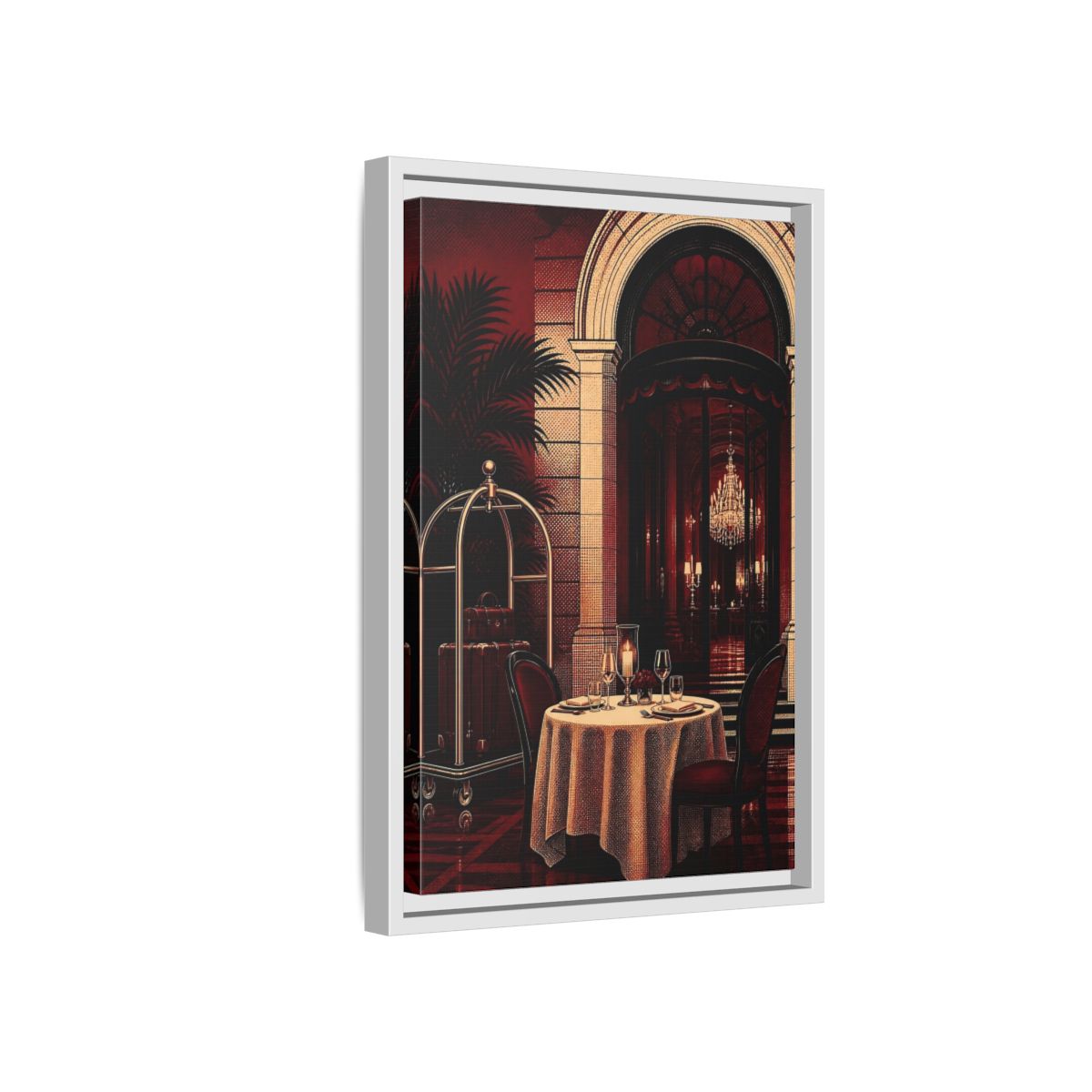 Side Mockup 4. Elegant Dining Table shown as framed canvas print