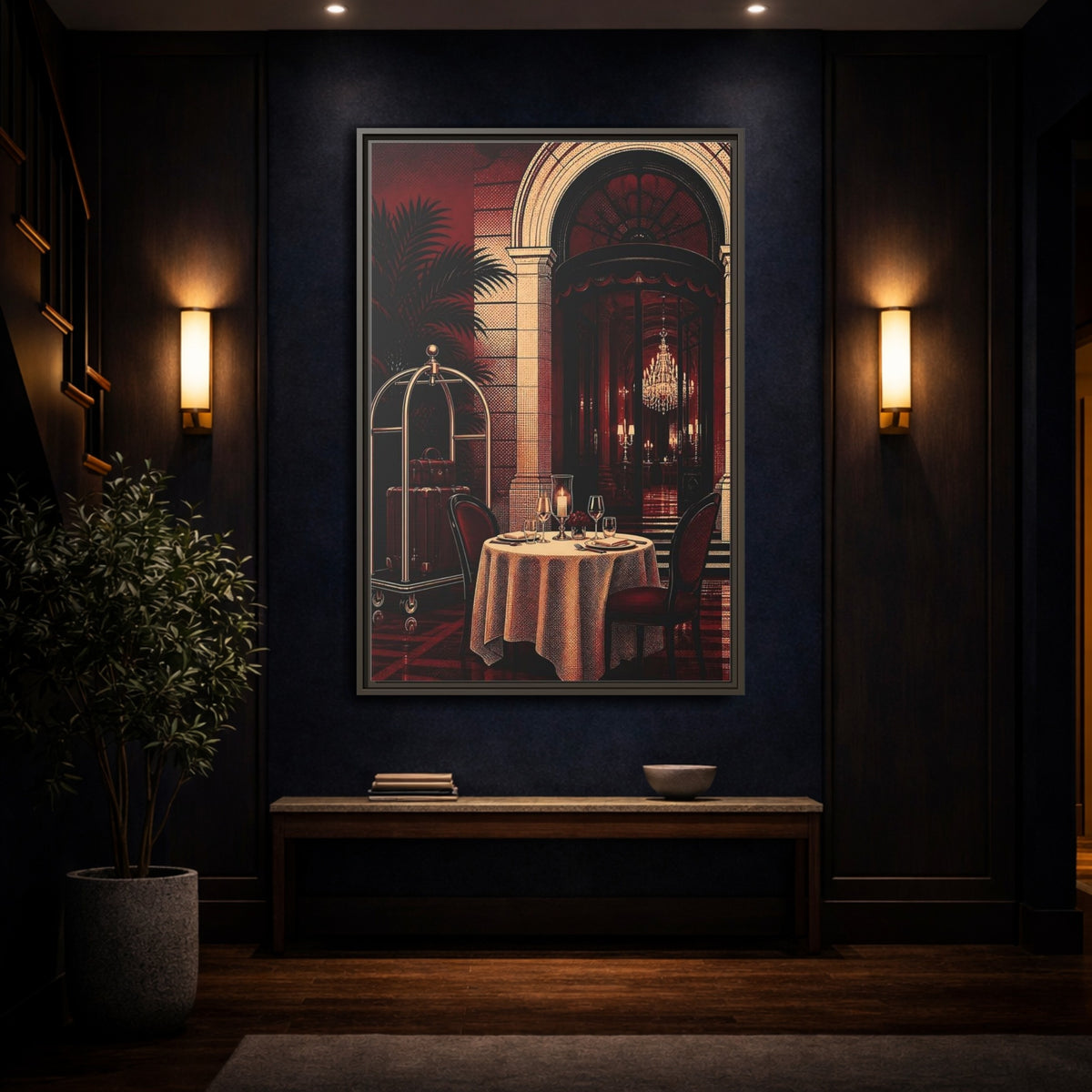 Mockup 4. Elegant Dining Table shown as framed canvas print