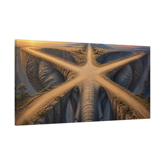 Main Mockup. Elephant Illusion Canyon shown as canvas print