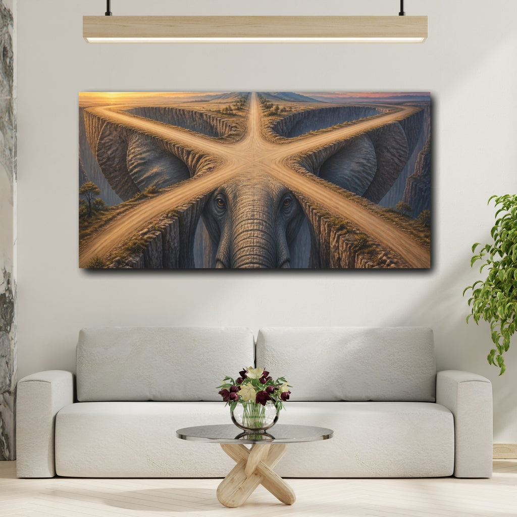 Mockup 2. Elephant Illusion Canyon shown as canvas print