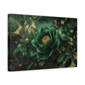 Side Mockup 4. Emerald Peony Floral shown as canvas print