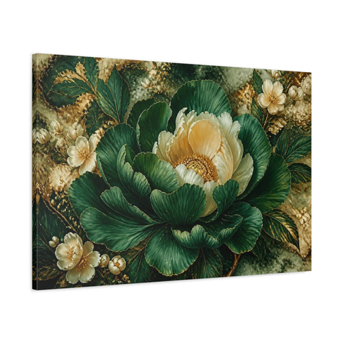 Main Mockup. Emerald Peony Flower shown as canvas print