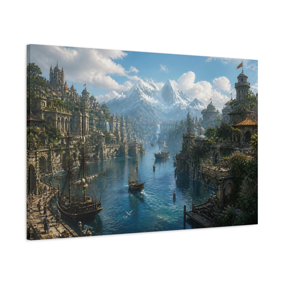 Main Mockup. Endless Harbor City shown as canvas print