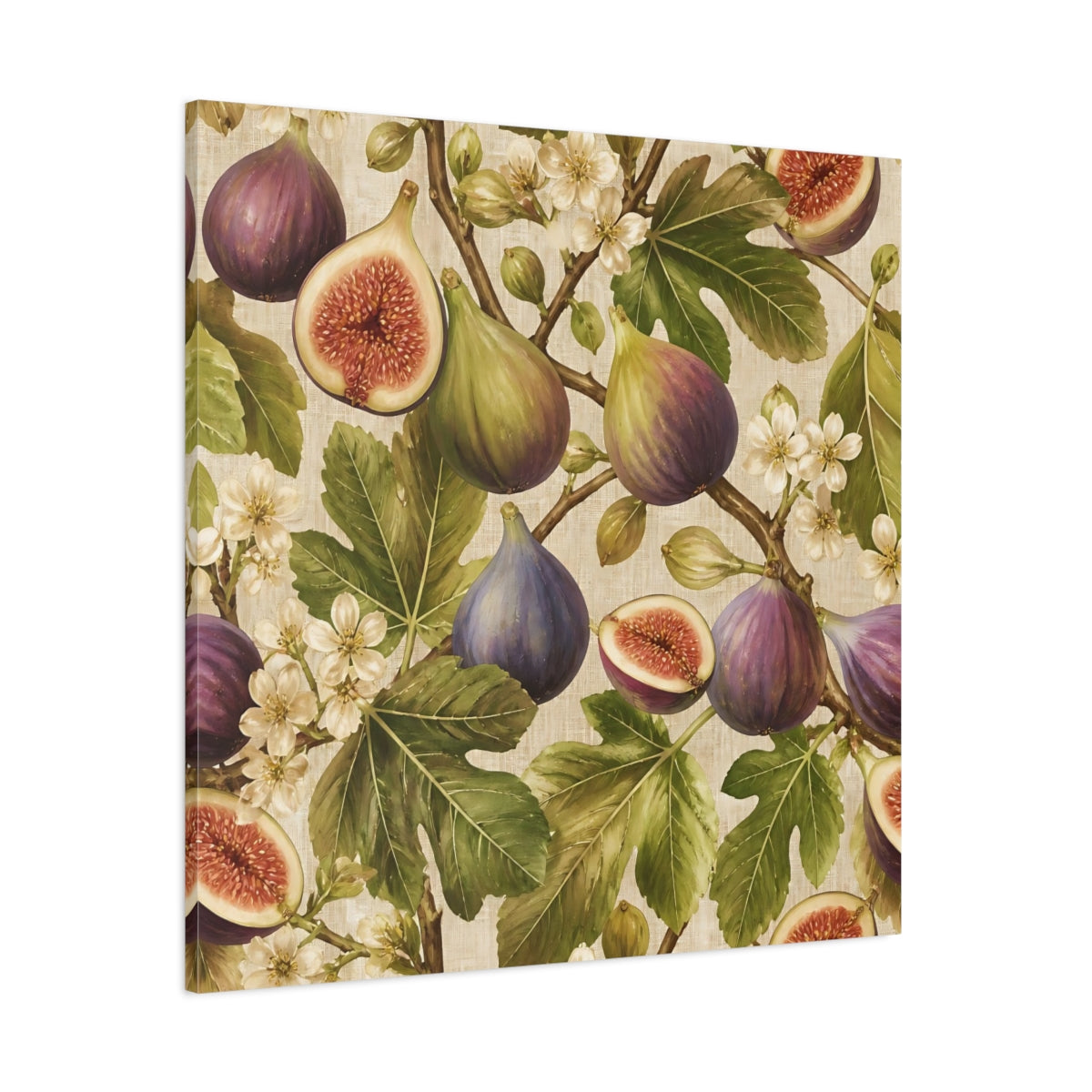 Side Mockup 1. Fig Floral Composition shown as canvas print