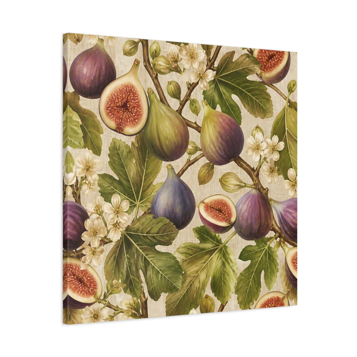 Side Mockup 3. Fig Floral Composition shown as canvas print