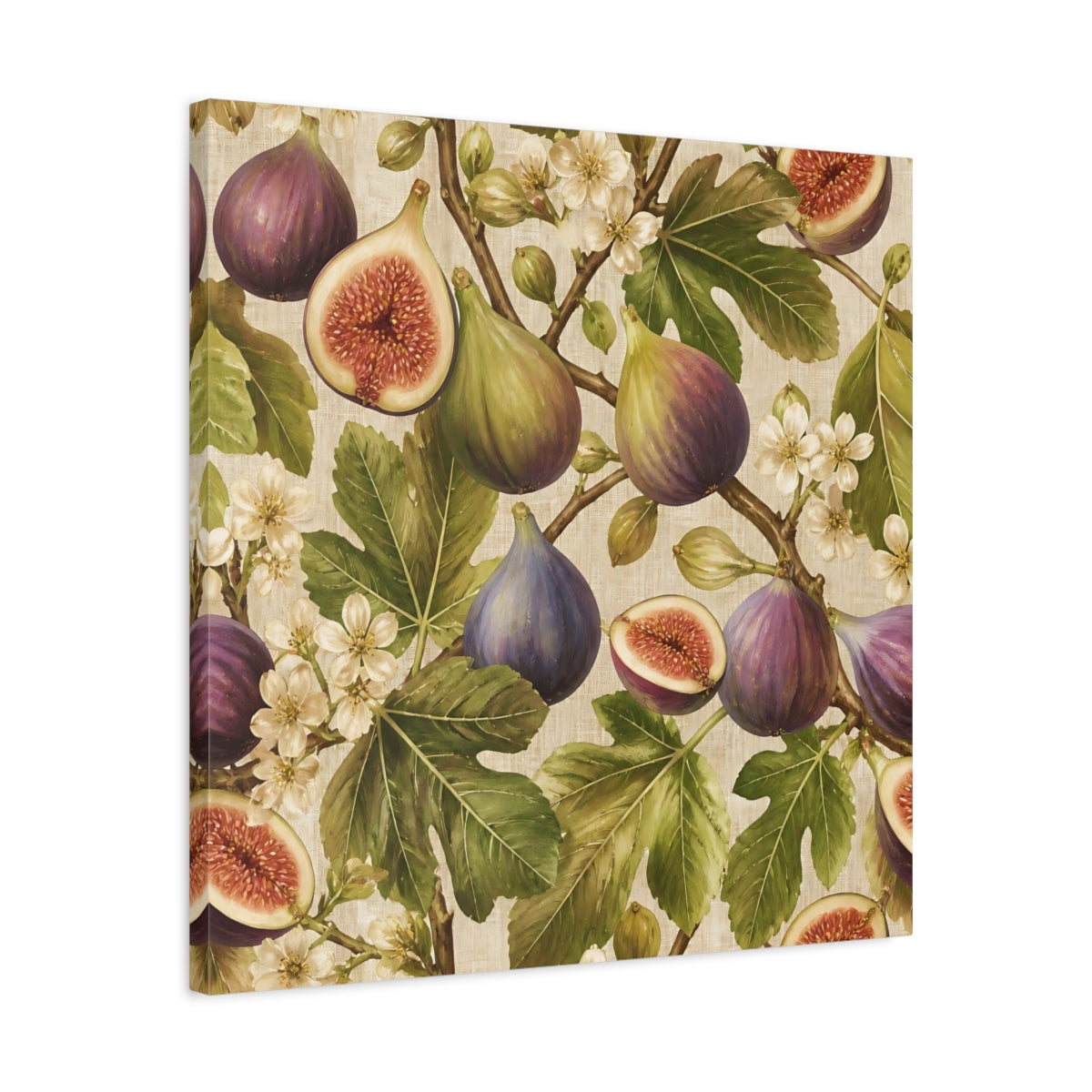 Side Mockup 4. Fig Floral Composition shown as canvas print