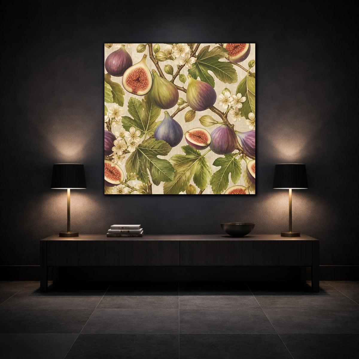 Mockup 3. Fig Floral Composition shown as canvas print