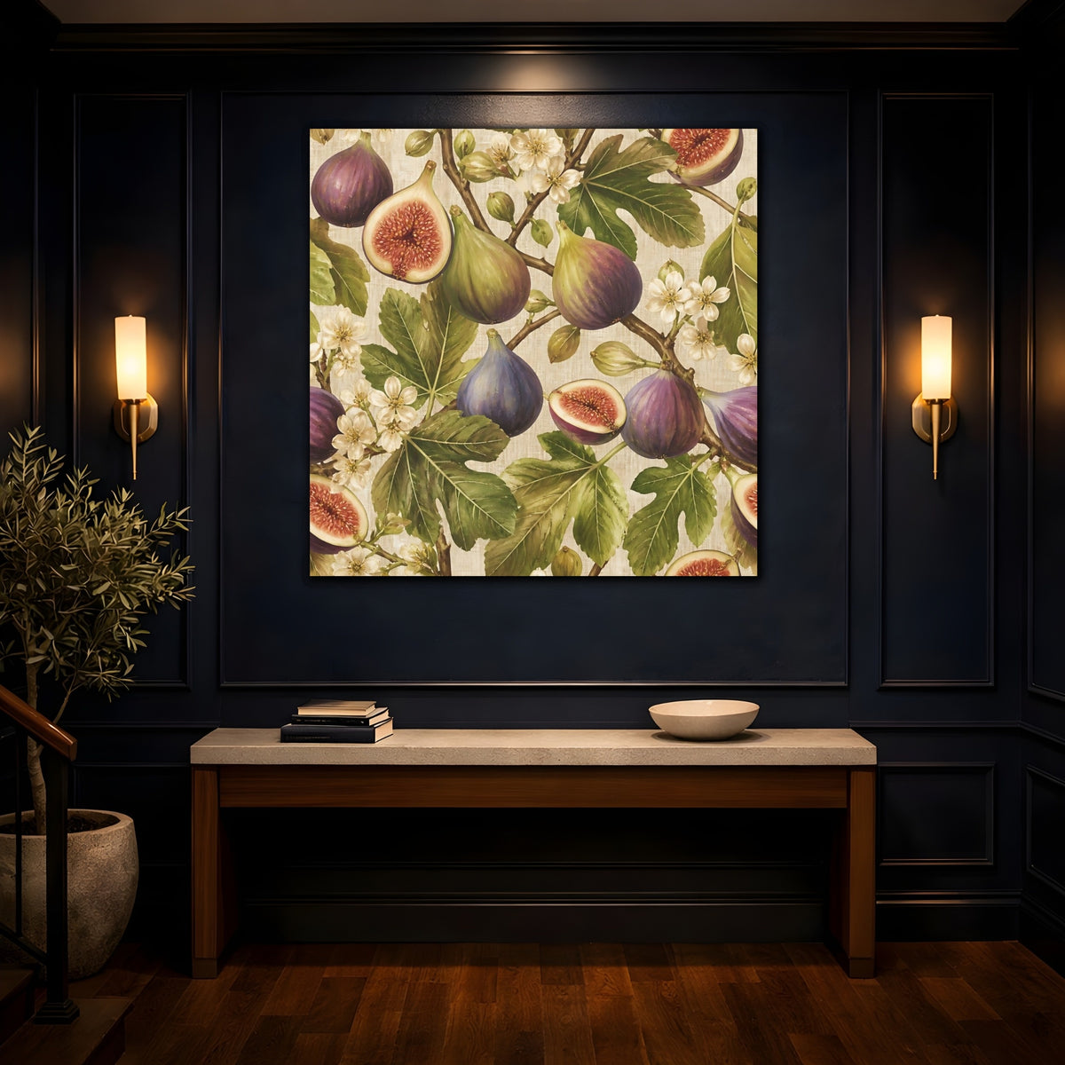 Mockup 4. Fig Floral Composition shown as canvas print