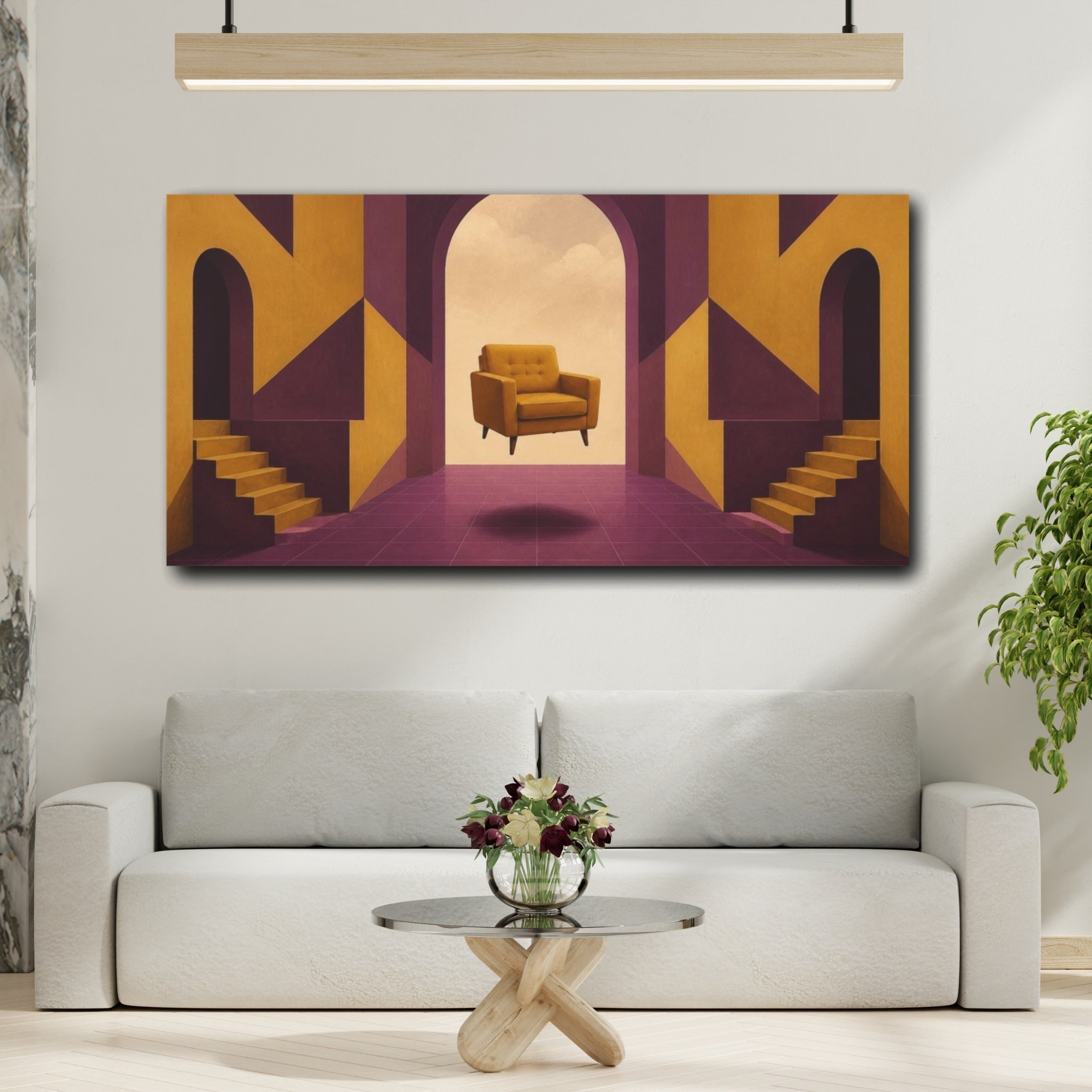 Mockup 2. Floating Armchair Illusion shown as canvas print