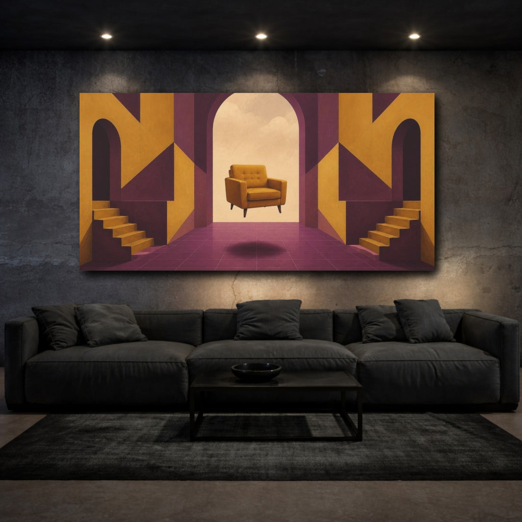 Mockup 3. Floating Armchair Illusion shown as canvas print