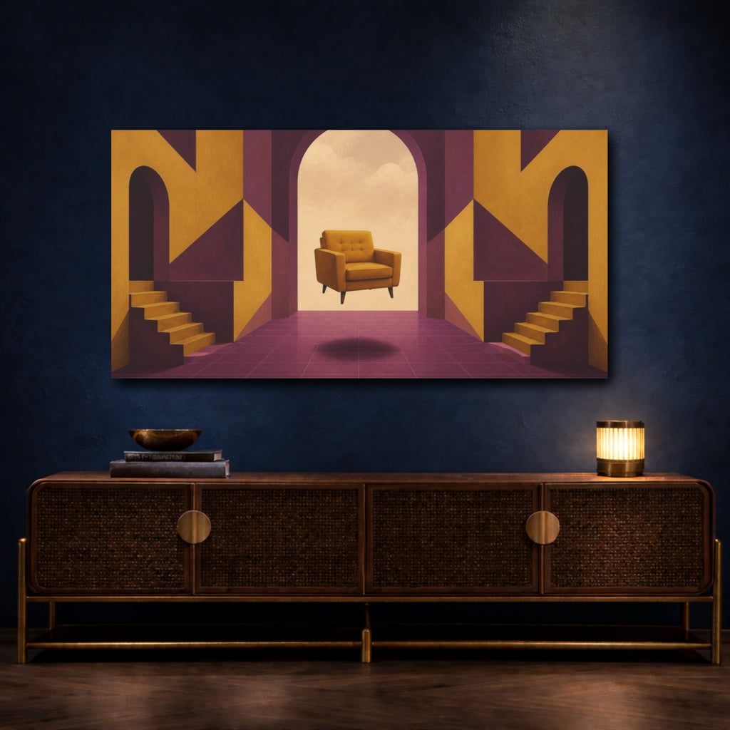 Mockup 4. Floating Armchair Illusion shown as canvas print
