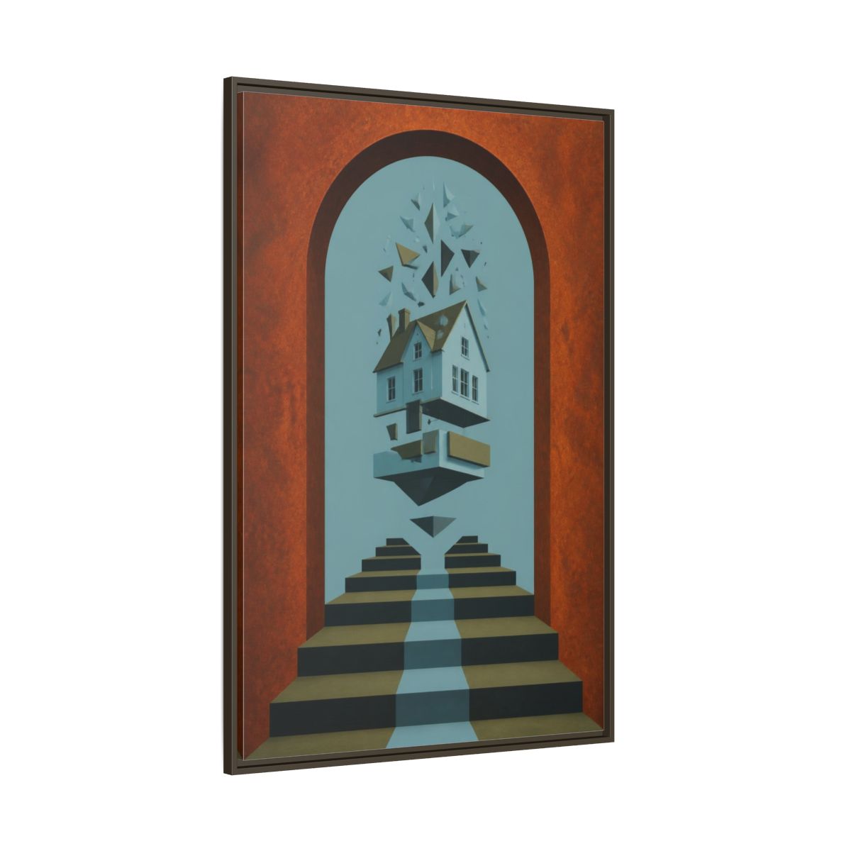Side Mockup 8. Floating House Illusion shown as framed canvas print