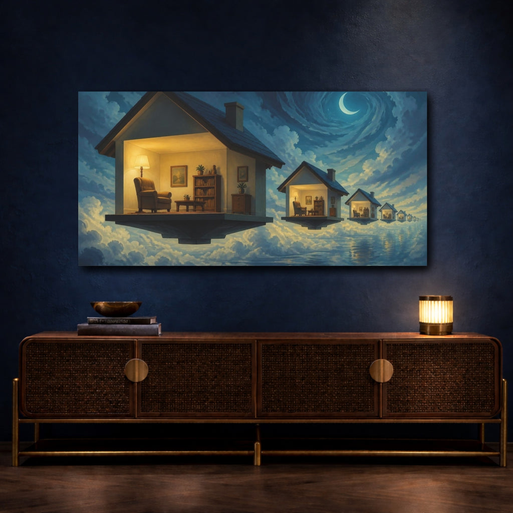 Mockup 4. Floating House Illusion shown as canvas print