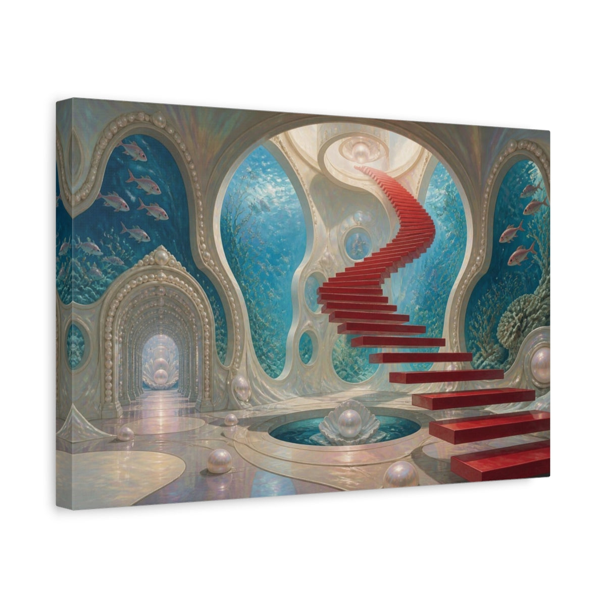 Side Mockup 4. Floating Staircase Illusion shown as canvas print