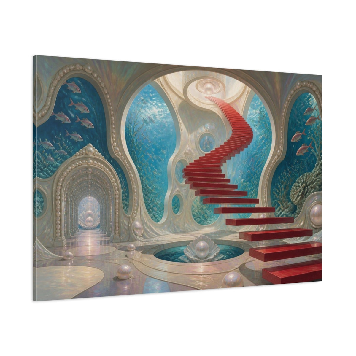 Side Mockup 1. Floating Staircase Illusion shown as canvas print