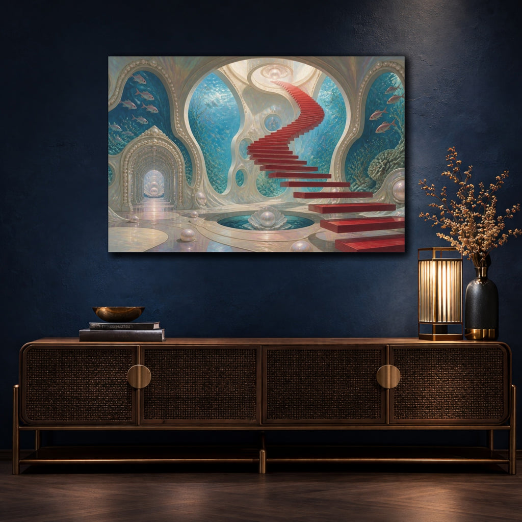 Mockup 4. Floating Staircase Illusion shown as canvas print