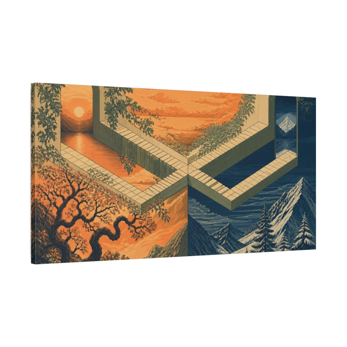 Main Mockup. Floating Walkway Illusion shown as canvas print