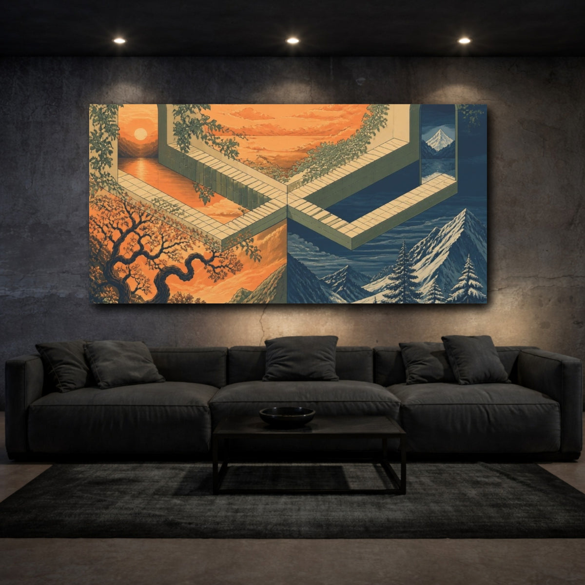 Mockup 3. Floating Walkway Illusion shown as canvas print