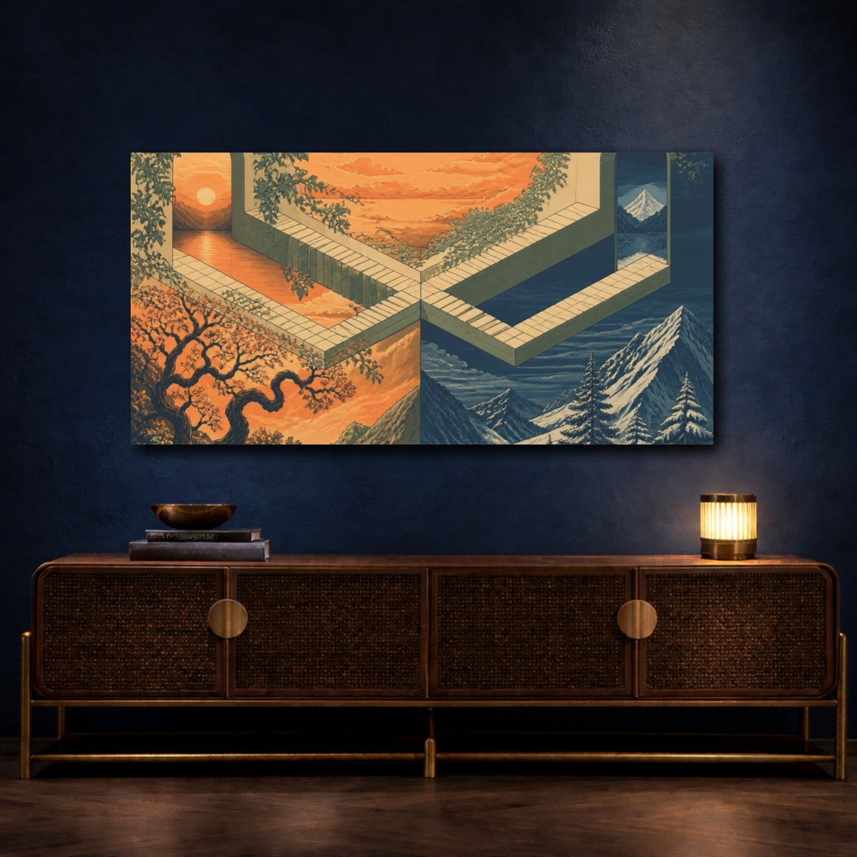Mockup 4. Floating Walkway Illusion shown as canvas print