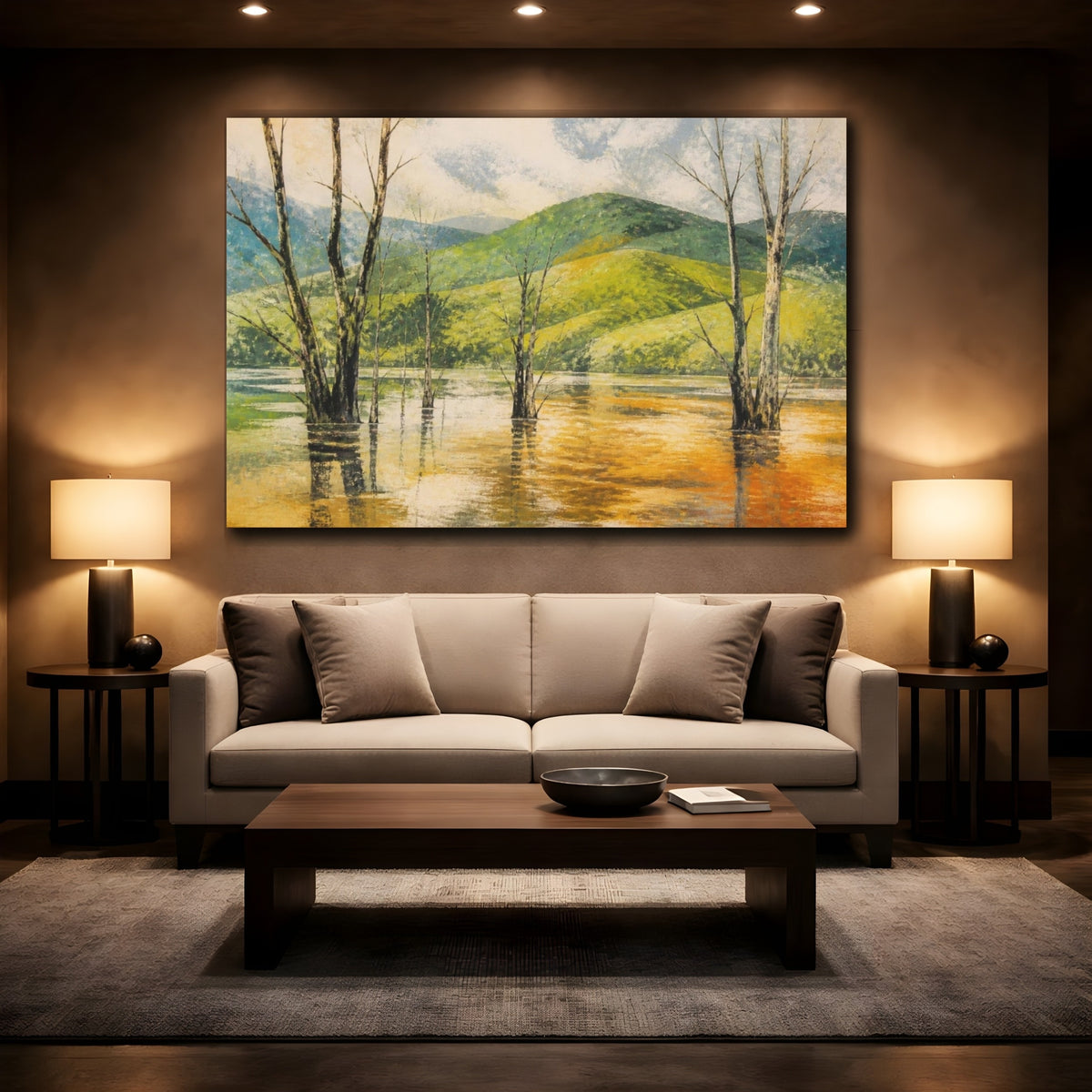 Mockup 2. Flooded Woodland Landscape shown as canvas print