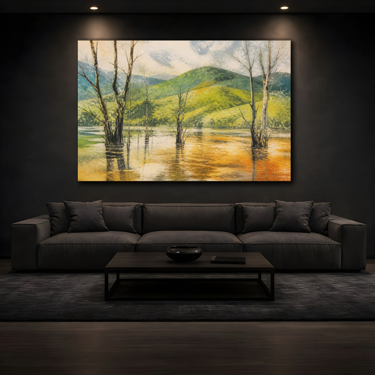 Mockup 3. Flooded Woodland Landscape shown as canvas print