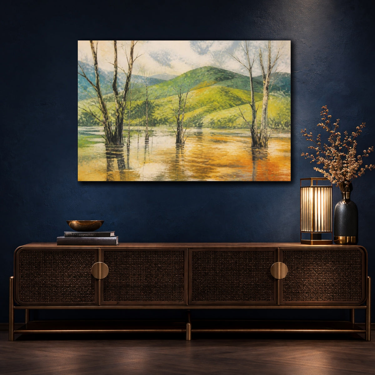 Mockup 4. Flooded Woodland Landscape shown as canvas print