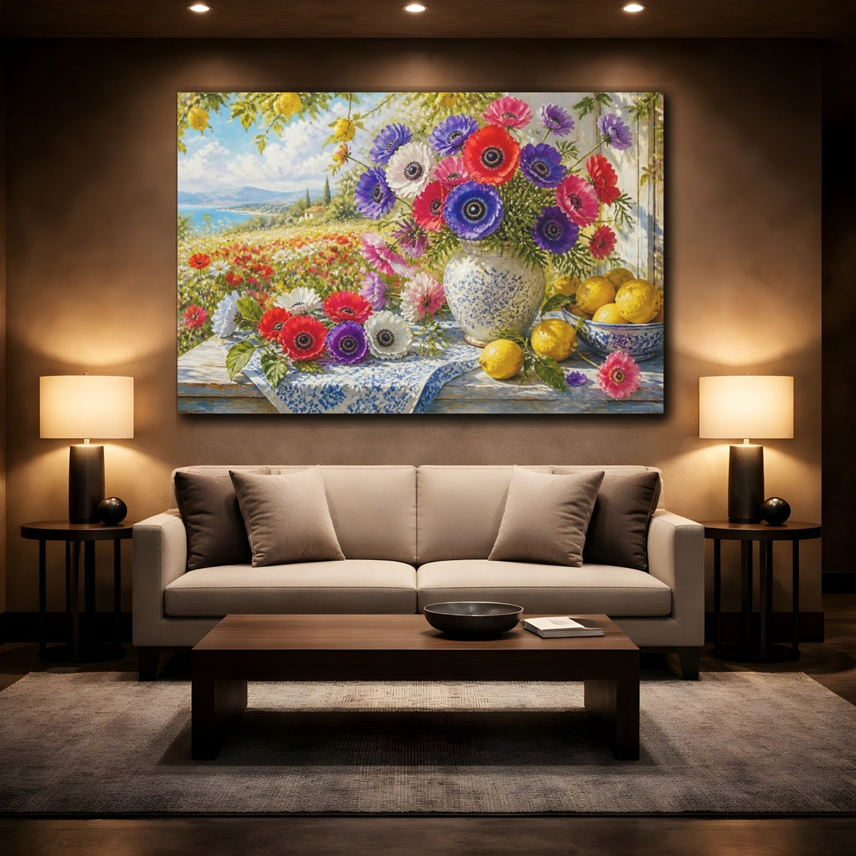 Mockup 2. Floral Anemone Bouquet shown as canvas print