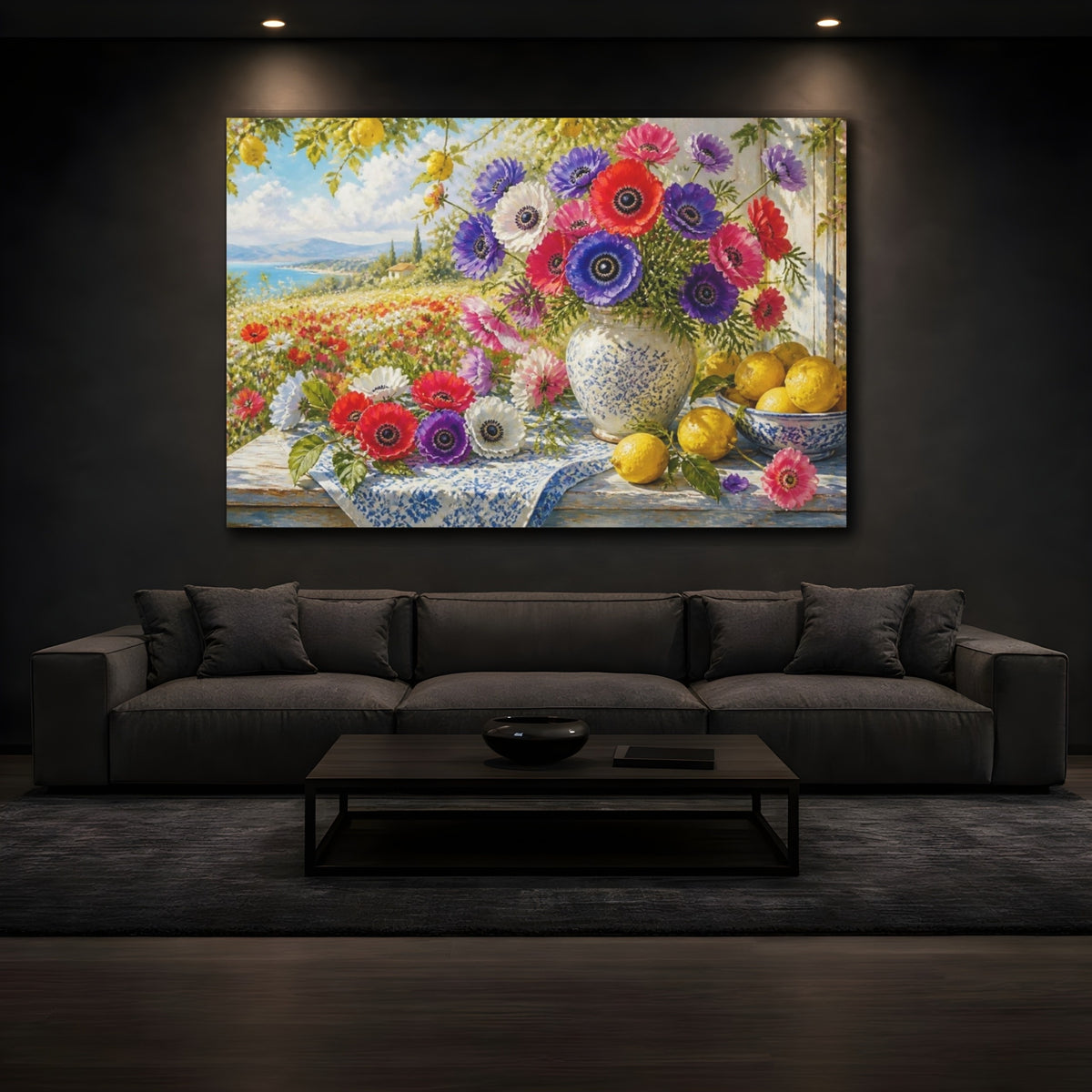 Mockup 3. Floral Anemone Bouquet shown as canvas print